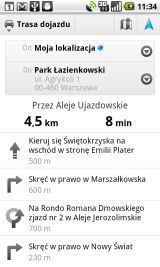 Nawigacja Google trasa dojazdu