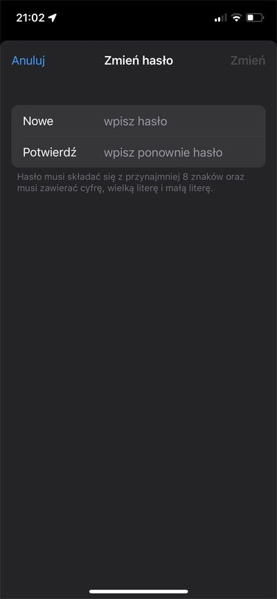 zmień hasło