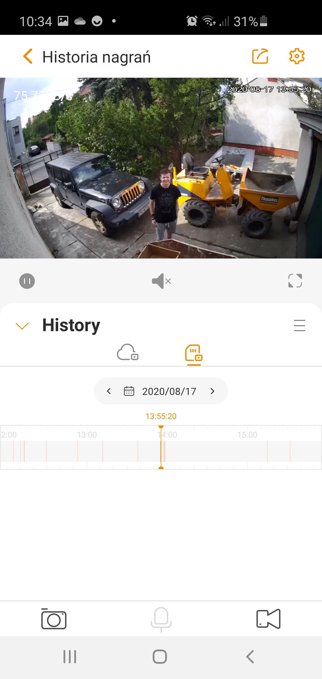 Imou Cell Pro - podgląd nagrań z historii czasu