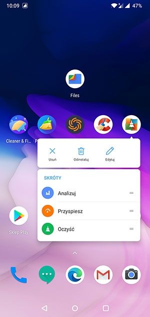 3 menu aplikacji Android