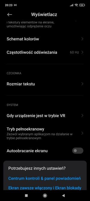 Redmi Note 10 Pro ustawienia wyświetlacz