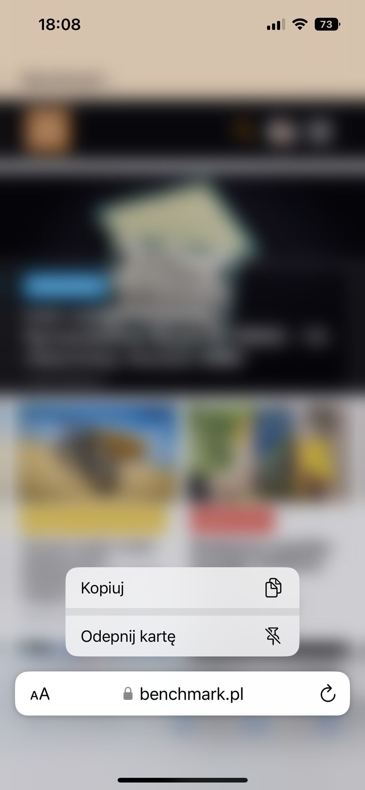 Przypinanie kart Safari iOS 16