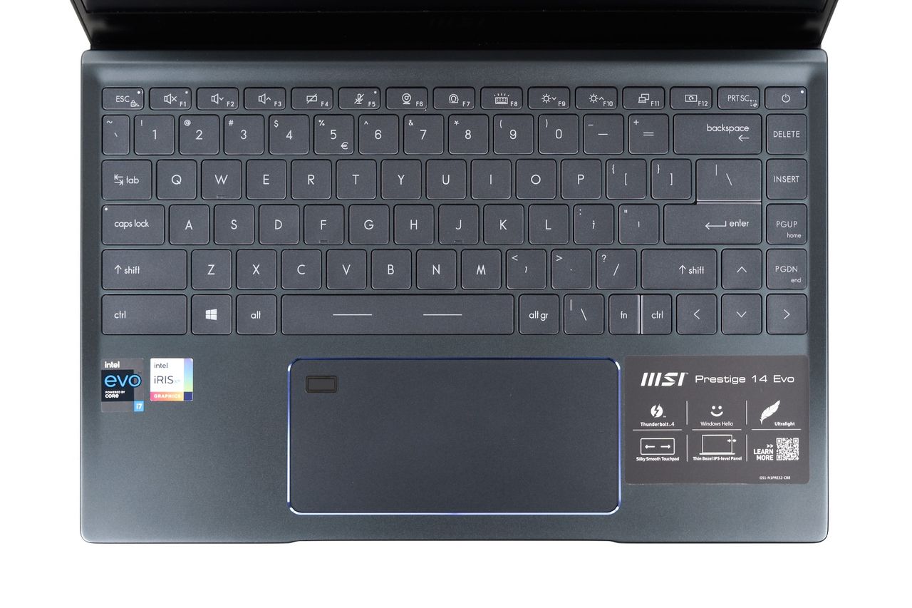 MSI Prestige 14 EVO - klawiatura i touchpad
