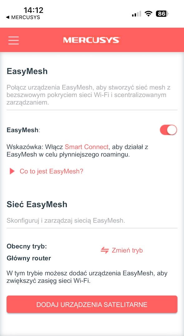 Mercusys EasyMesh MR47BE - panel sterowania 6