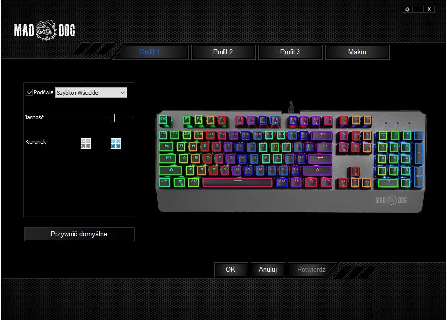Mad Dog GK900 RGB - personalizacja podświetlenia w aplikacji