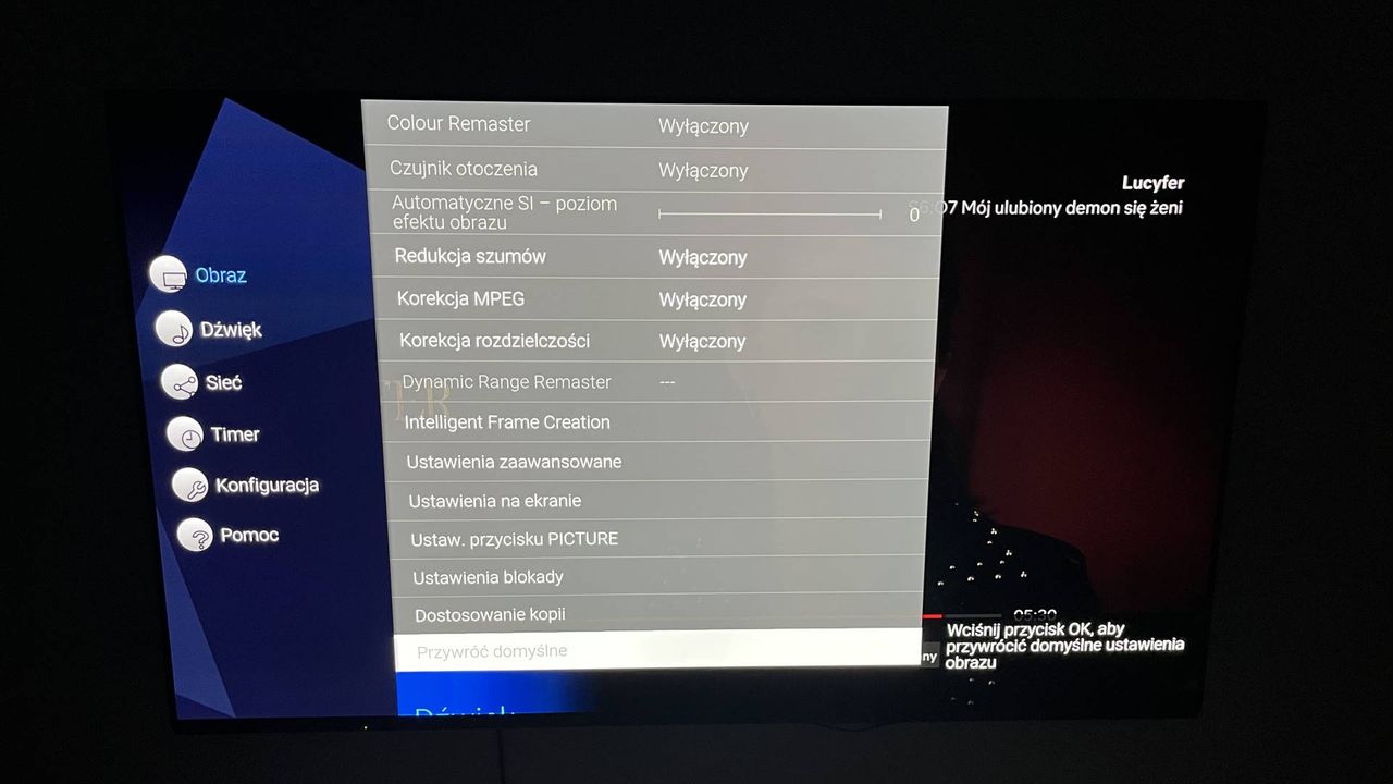 Panasonic TX-65JZ1500 - menu ustawień obrazu 2