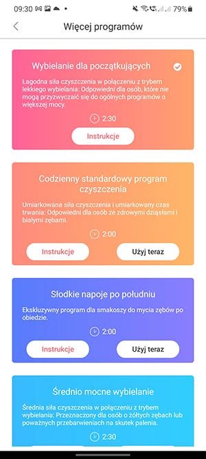 Oclean programy mycia zębów