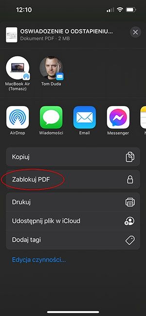 Zablokuj PDF na telefonie