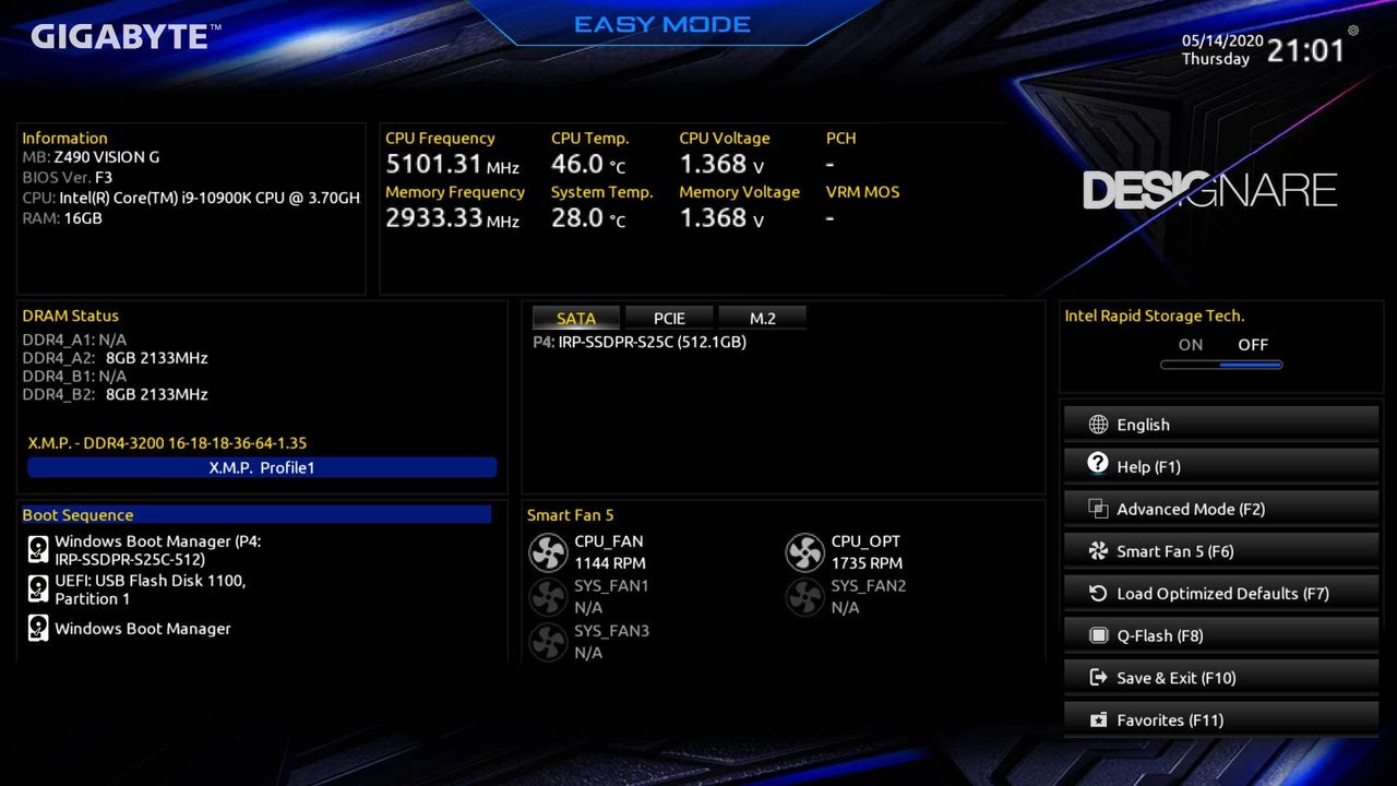 GIGABYTE Z490 Vision G - UEFI BIOS Easy Mode
