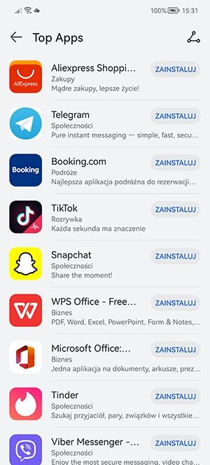 AppGallery aplikacje