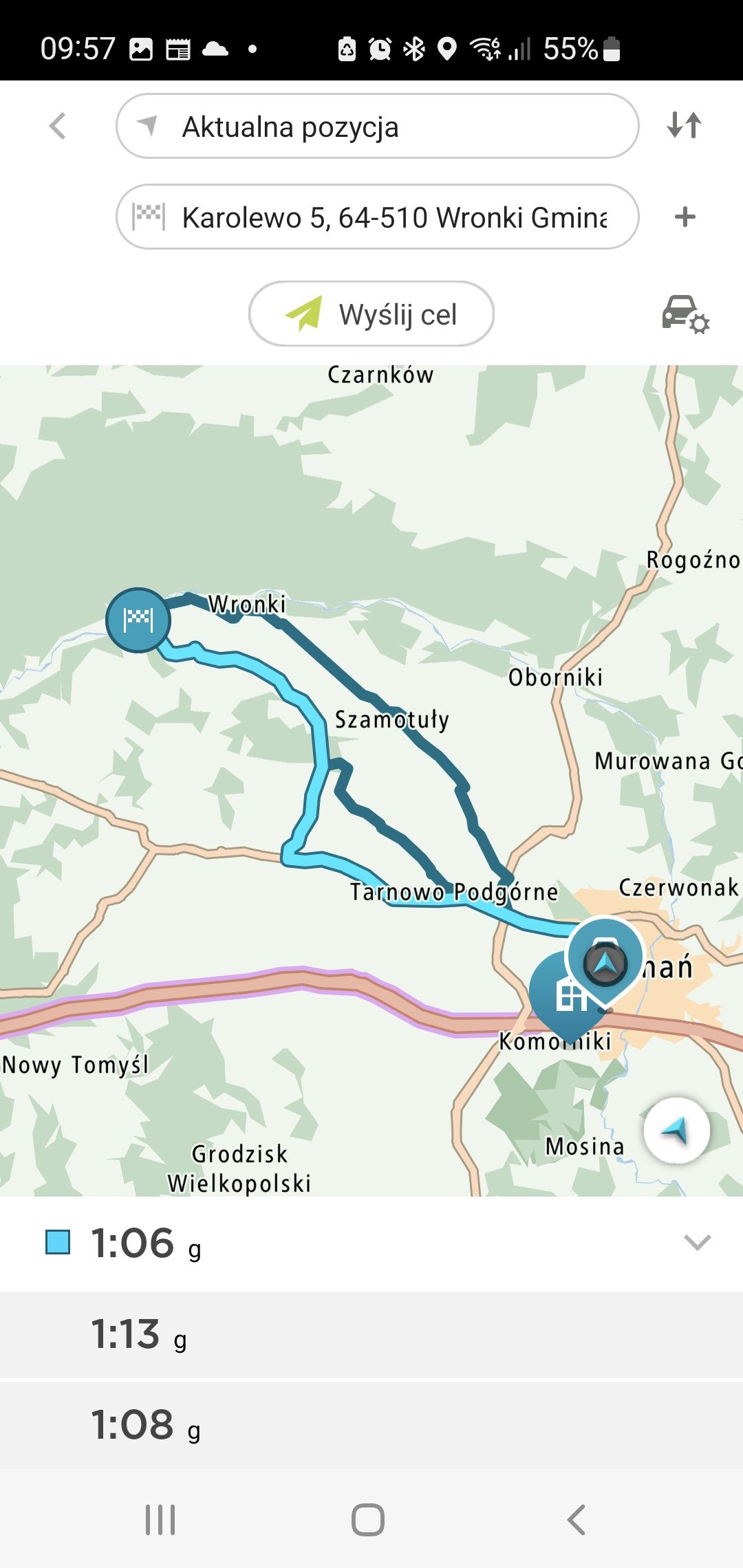 TomTom Classic Go 5 - wysyłanie trasy do nawigacji