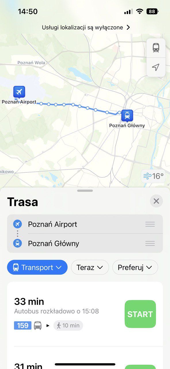 Mapy Apple transport publiczny