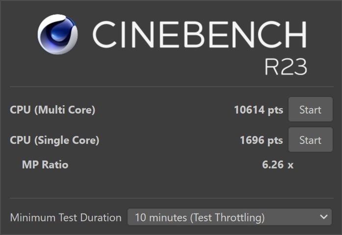 ASUS Vivobook S15 OLED K5504V - cinebench na baterii