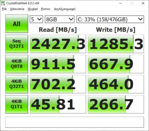 MSI Creator P50 - crystaldiskmark SSD