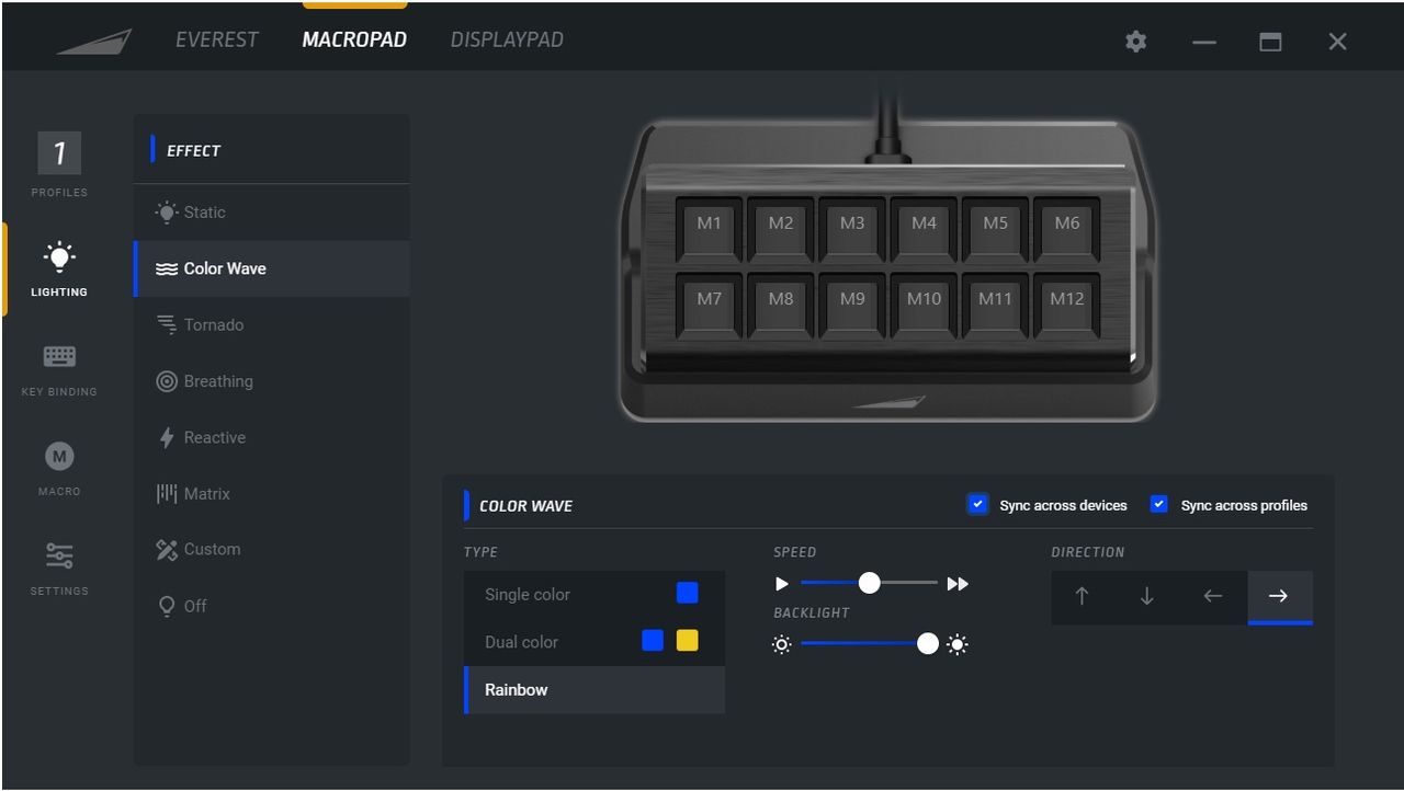 Mountain MacroPad - opcje podświetlenia
