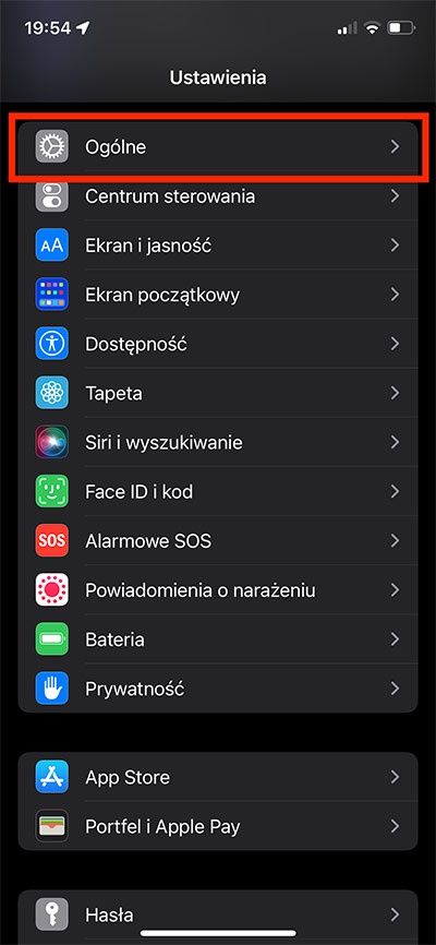 ustawienia ogólne