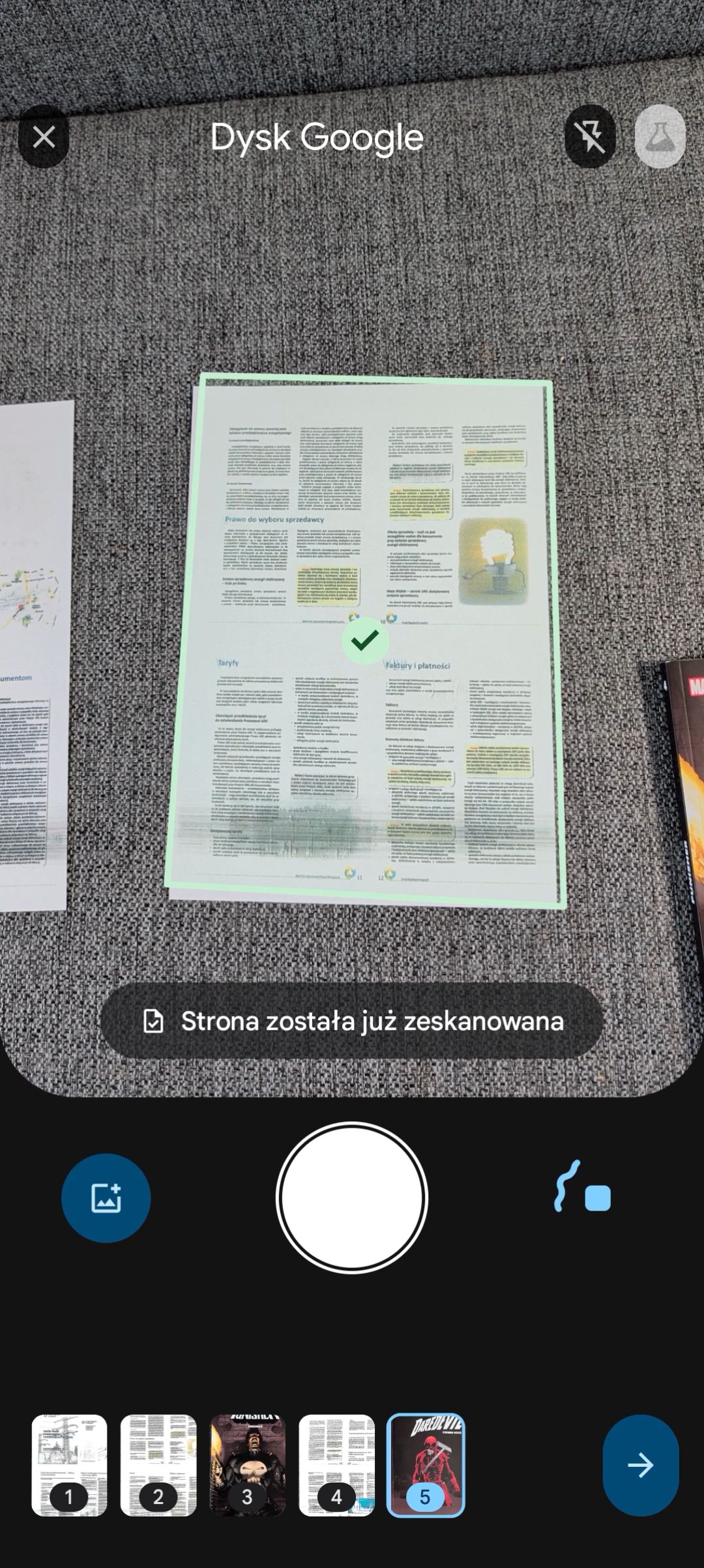 Skaner dokumentów w Dysku Google