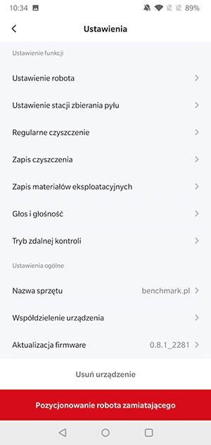 aplikacja Roidmi ustawienia