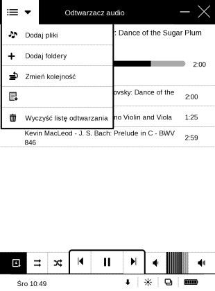 pocketbook music menu