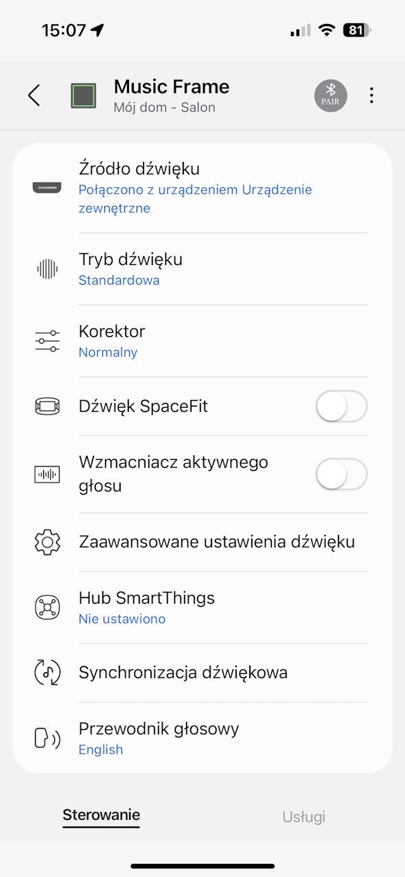 Samsung Music Frame - aplikacja smartthings 2