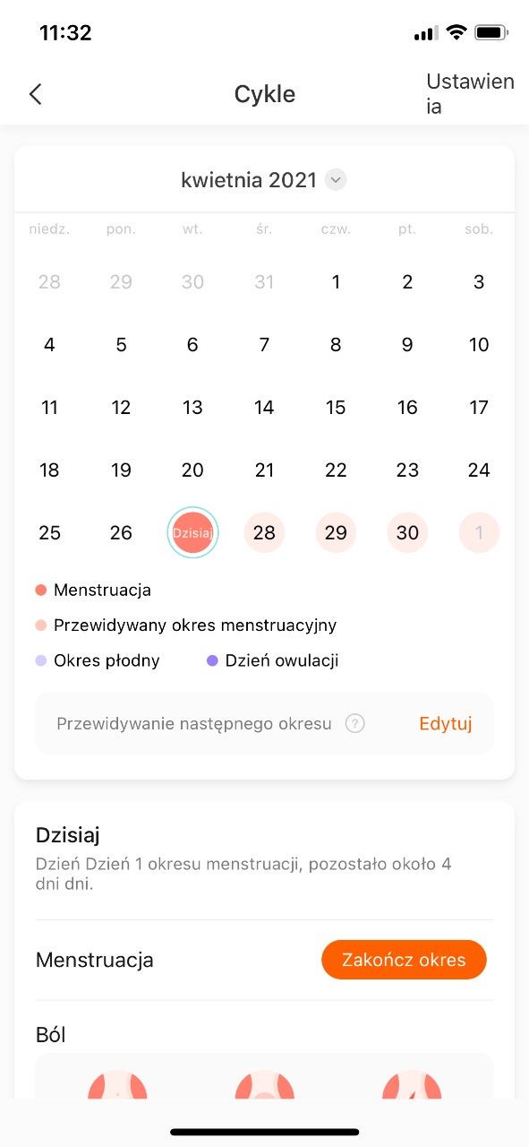 Xiaomi Mi Band 6 - śledzenie cyklu menstruacyjnego