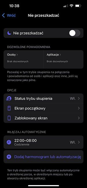 iOS 15 nie przeszkadzać