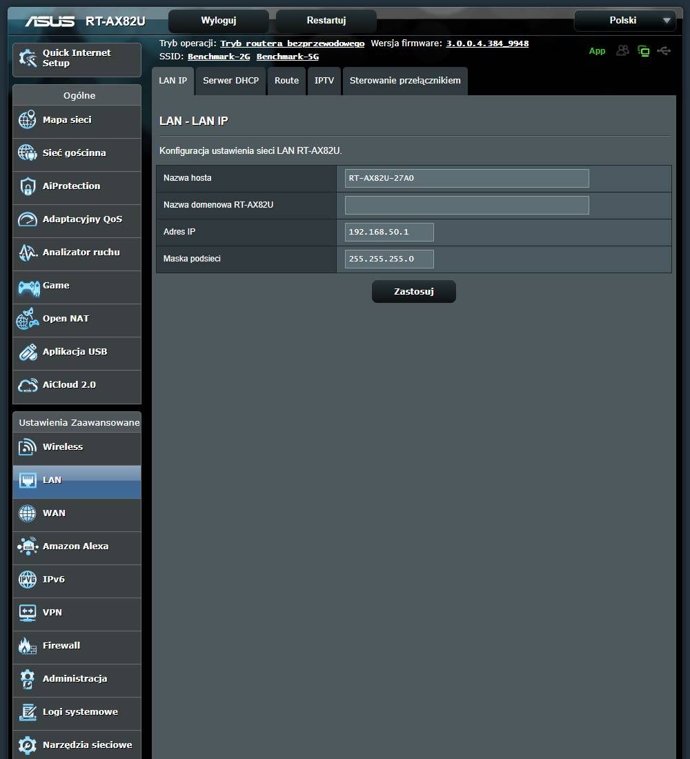 ASUS RT-AX82U - Ustawienia LAN