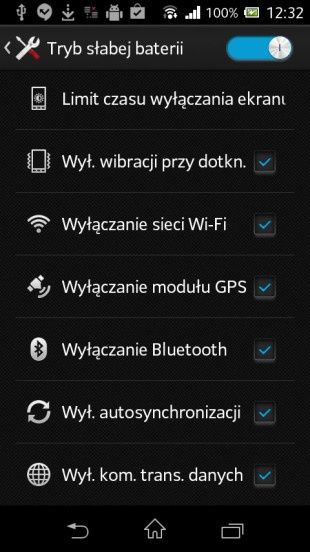 Sony Xperia M zarządzanie energią