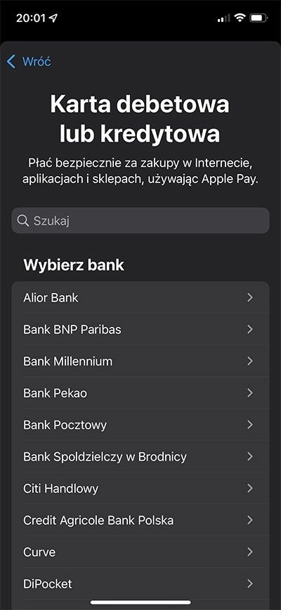 karta debetowa lub kredytowa