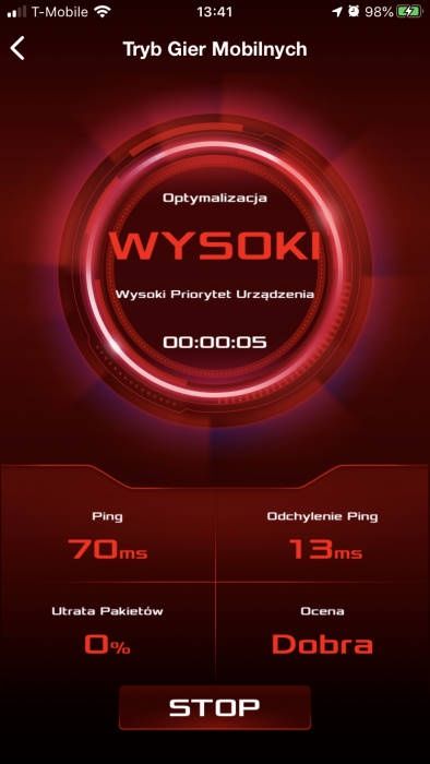ASUS RT-AX82U - Aplikacja mobilna - tryb gier aktywny