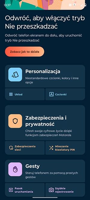 Motorola ThinkPhone - funkcje systemowe