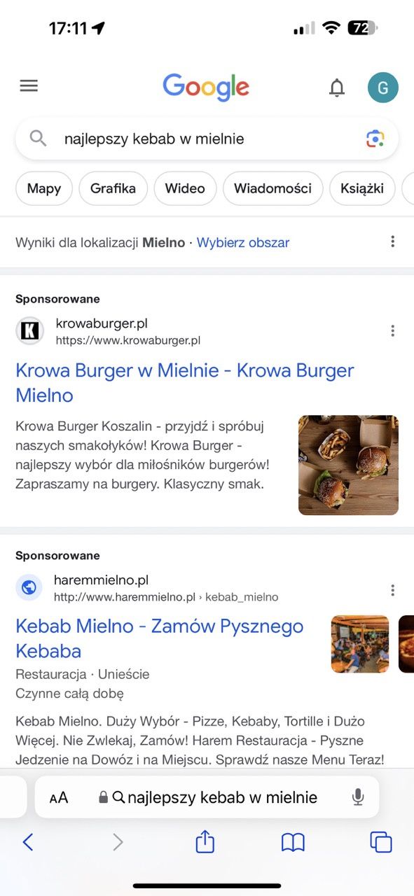 wyszukiwanie restauracji google