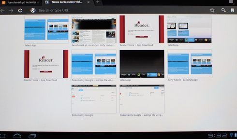 Sony Tablet S - przeglądarka
