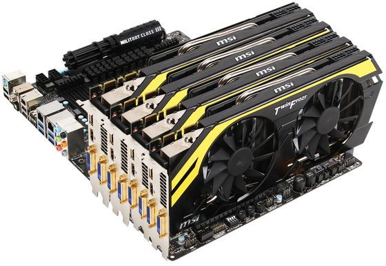 MSI GeForce GTX 680 Lightning karta graficzna zdjęcie montaż 4-way SLI