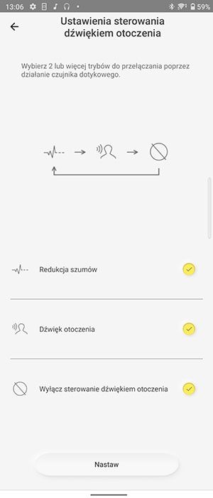 Technics Audio Connect ustawienia ANC