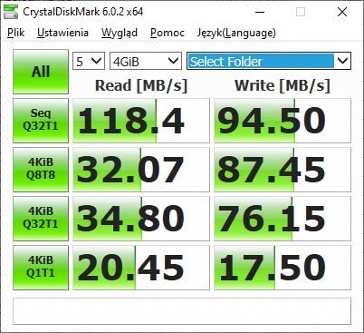Synology RS3621xs+ - test RAID 5 SMB - szyfrowane