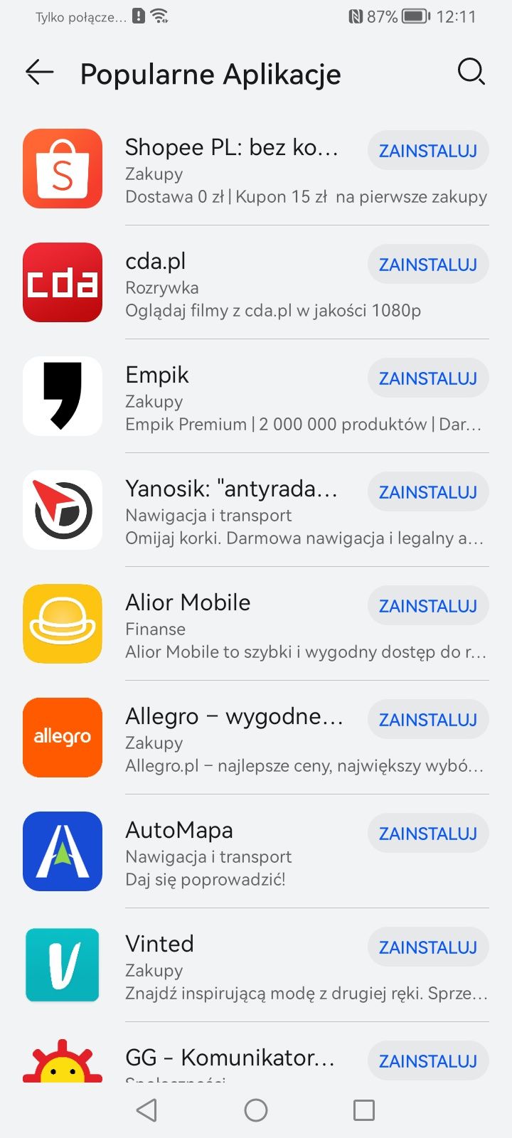 Huawei nova Y70 - sklep AppGallery