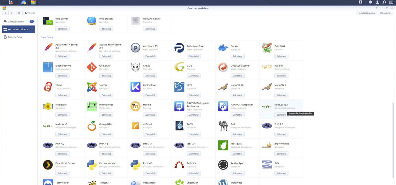 Synology RS3621xs+ - aplikacje 2