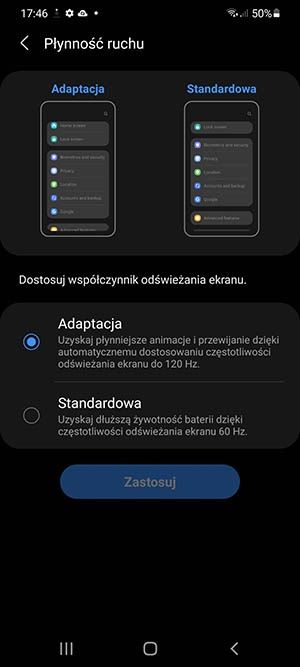 120 Hz adaptacyjny wyświetlacz