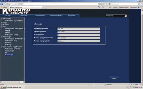 KGuard Security - interfejs WWW
