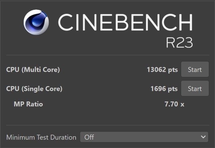 ASUS Vivobook S15 OLED K5504V - cinebench pierwszy przebieg