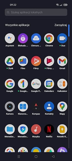 realme GT aplikacje
