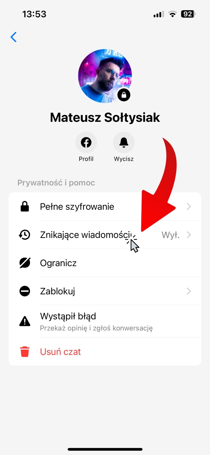 Tajne wiadomości Messenger