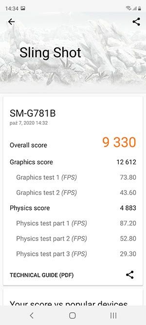 Galaxy S20 FE 3DMark Sling Shot