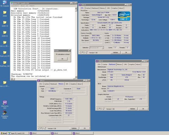 wynik wydajności podkręconego procesora Intel Core i7 3930K w benchmarku SuperPi 32 M