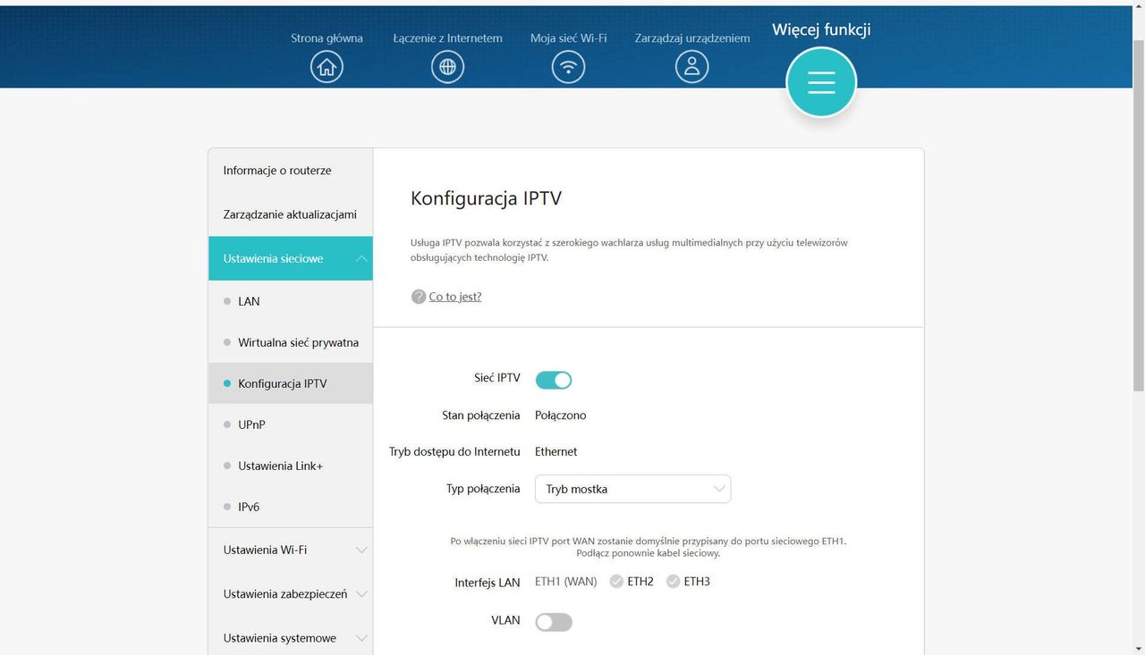 Huawei WiFi AX2 - ustawienia IPTV