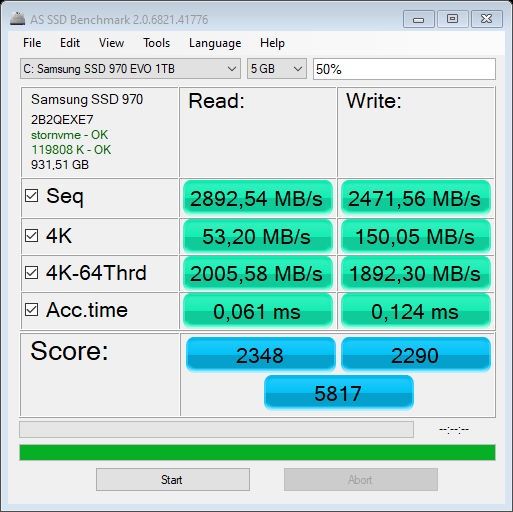 Hyperbook SL704 - AS SSD 50%