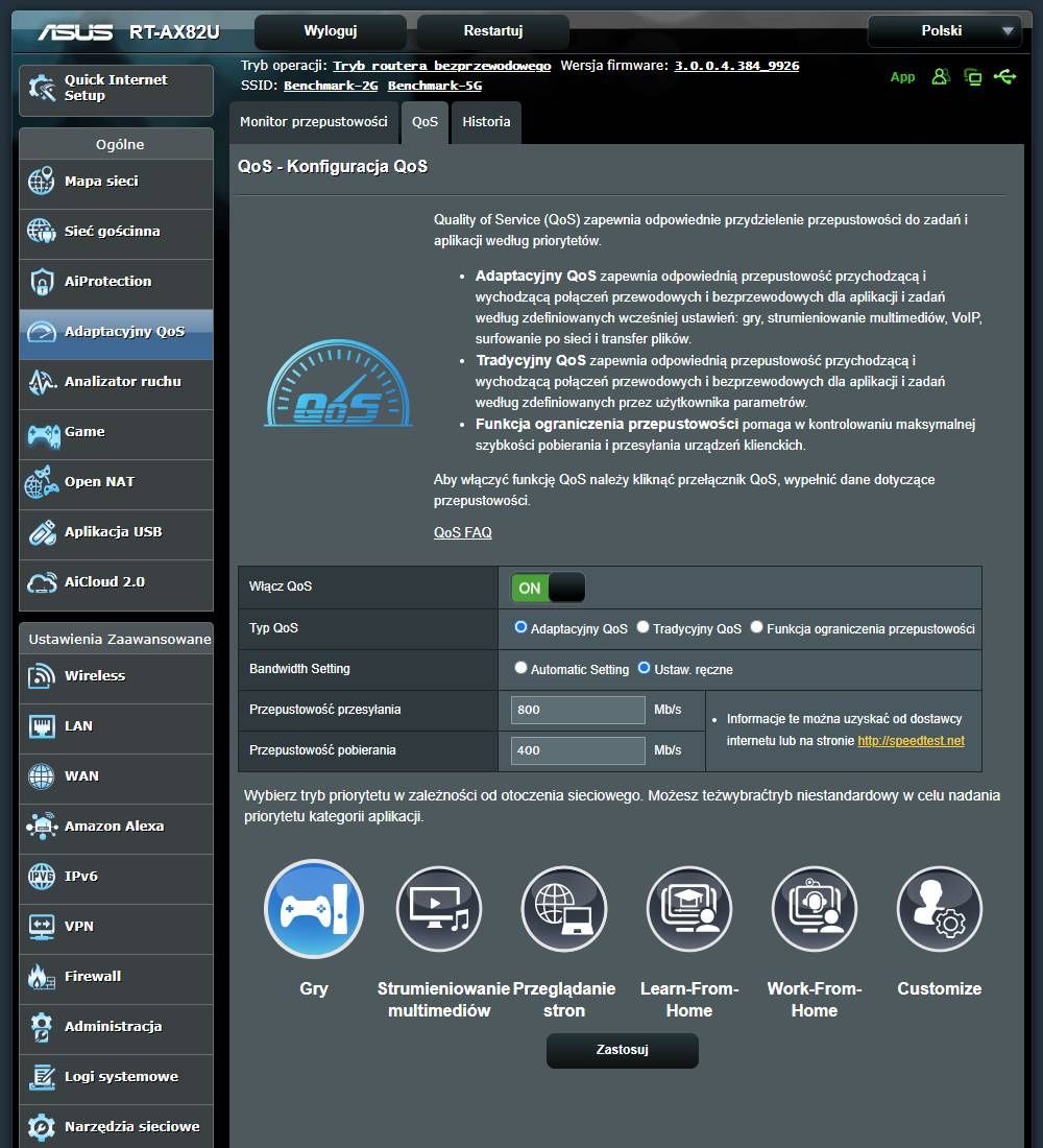 ASUS RT-AX82U - Ustawienia QoS