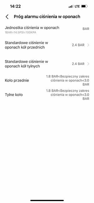 ustawienia czujników ciśnienia TPMS