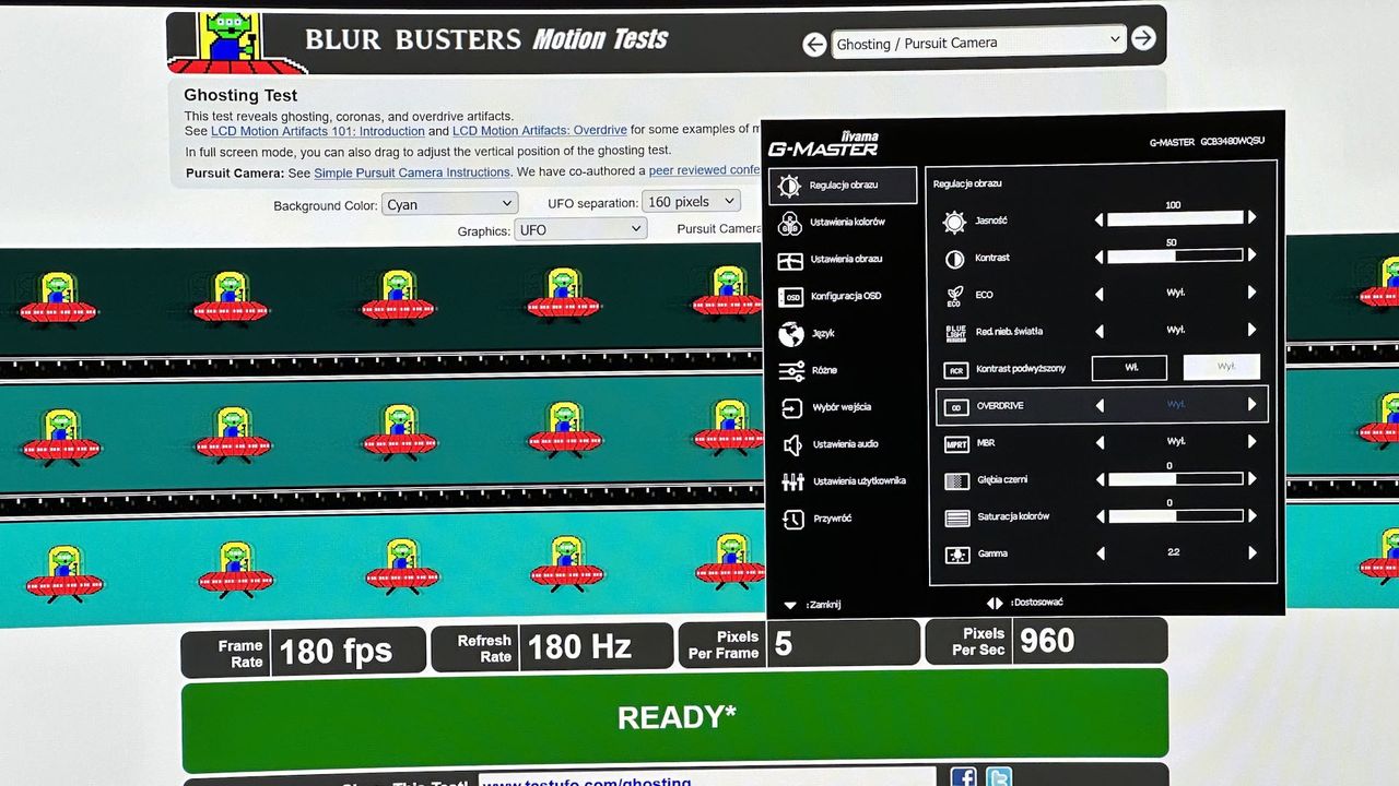 iiyama G-Master GCB3480WQSU-B1 Red Eagle - test ufo - overdrive off